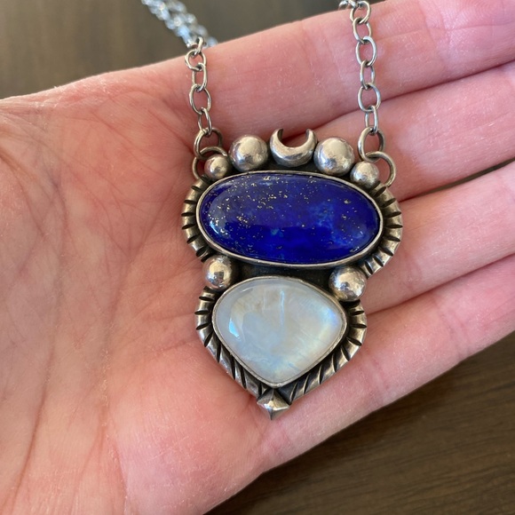 Pacific Crest Silver lapis lazuli and moonstone sterling silver necklace - Picture 11 of 13